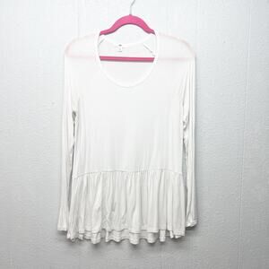BP. Women's Ruffle Hem/Peplum White Bohemian Beach Top Size Small Long Length
